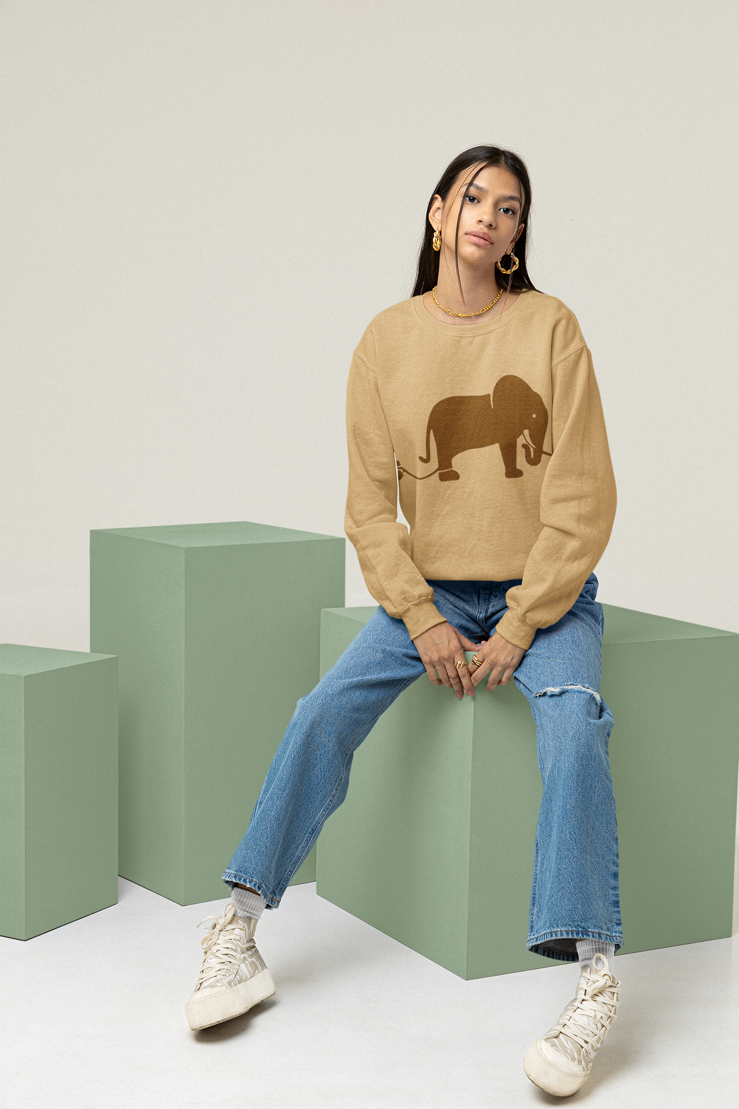 2.1 Women's Crewneck Pullovers - Khaki