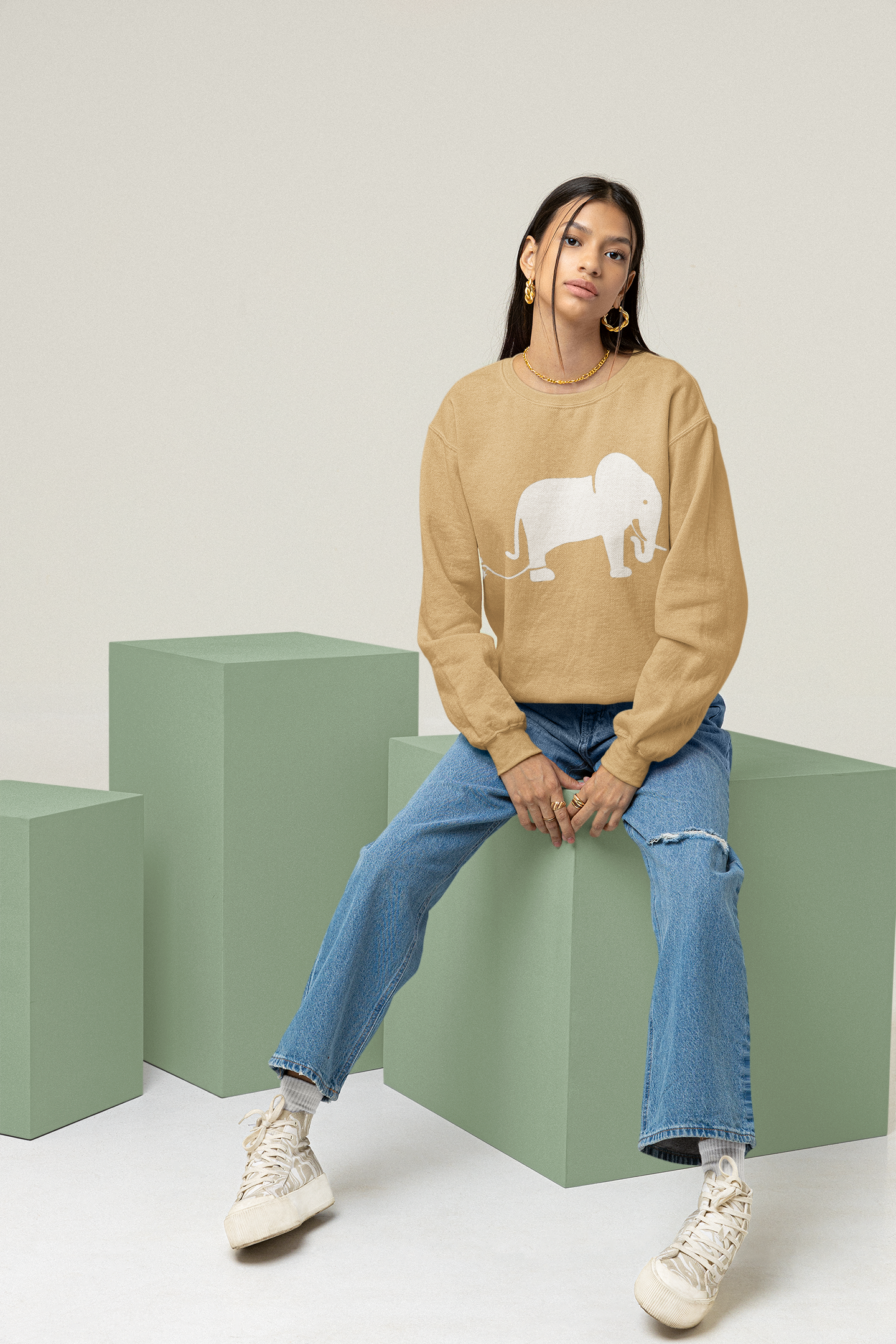 2.1 Women's Crewneck Pullovers - Khaki